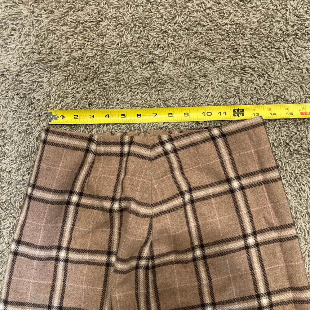 Ann Taylor Brown Plaid Sz 4 90% Wool Mini Collegiate Preppy Dark/Light Academia - Picture 9 of 12